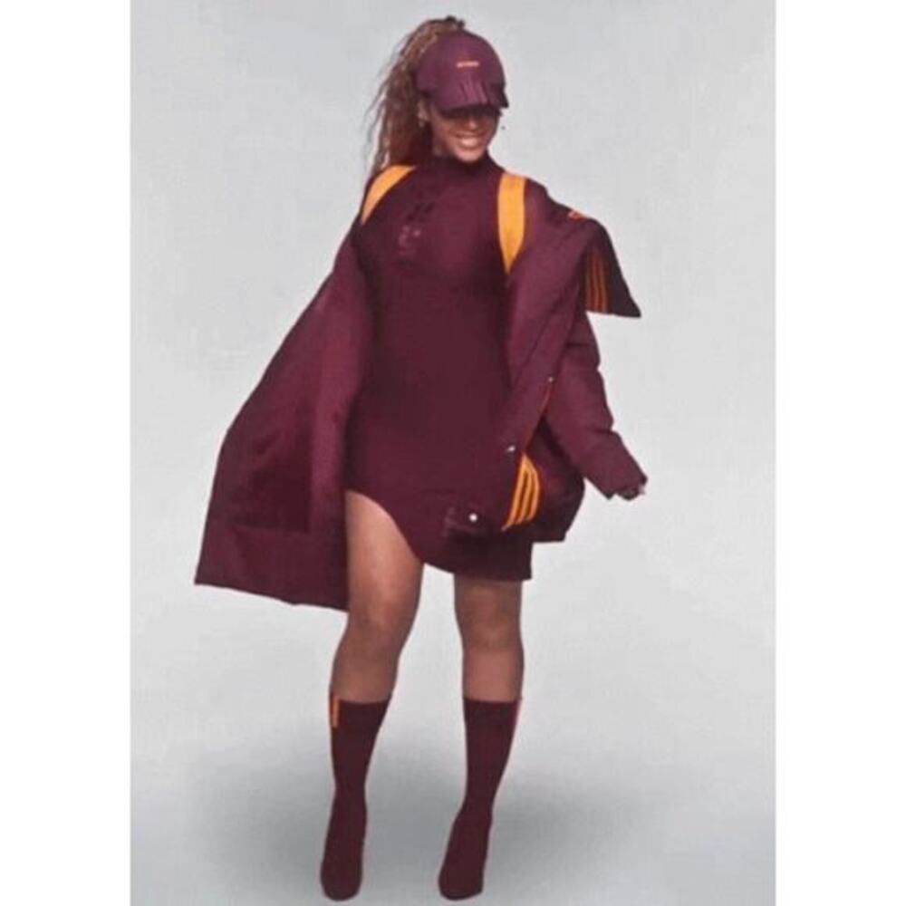 Adidas x IVY PARK Asymmetrical Neon Orange Burgundy Jacket Medium - Picture 4 of 11